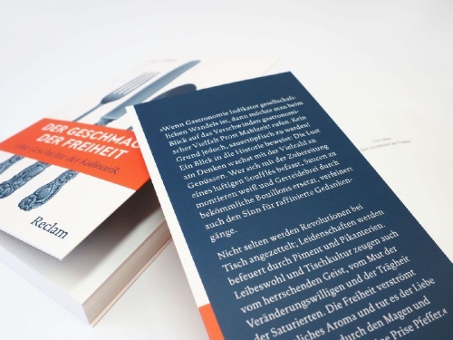 Buchcover und Innenansicht für das Buch: Der Geschmack der Freiheit. Eine Geschichte der Kulinarik