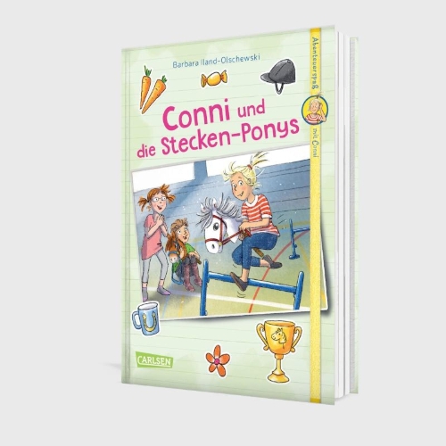 Buchcover und Innenansicht für das Buch: Abenteuerspaß mit Conni 4: Conni und die Stecken-Ponys