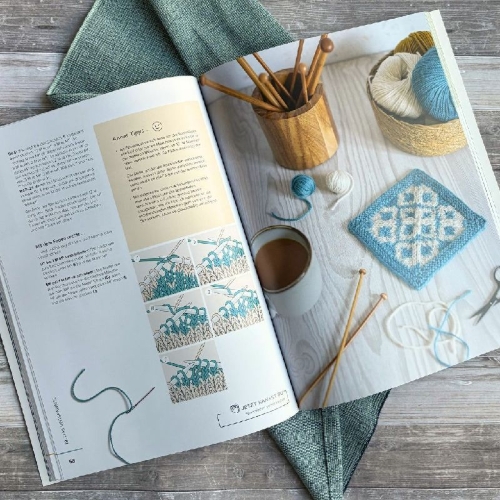 Buchcover und Innenansicht für das Buch: Stricken lernen von den Basics bis Brioche