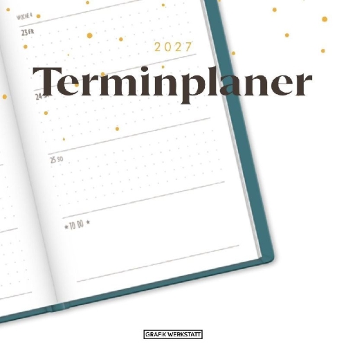 Buchcover und Innenansicht für das Buch: Terminplaner Lederlook 2027 Petrol