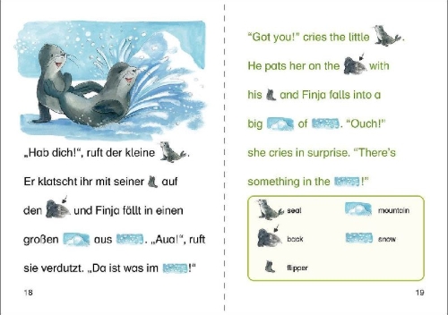 Buchcover und Innenansicht für das Buch: Bildermaus - Mit Bildern Englisch lernen - Geschichten vom kleinen Seehund - Little Seal Stories