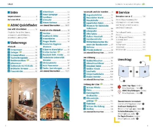 Buchcover und Innenansicht für das Buch: ADAC Reiseführer Dresden und Sächsische Schweiz
