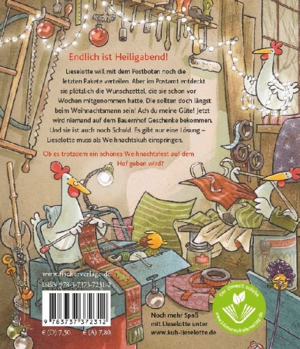 Buchcover und Innenansicht für das Buch: Lieselotte Weihnachtskuh Mini