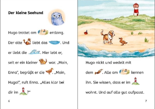 Buchcover und Innenansicht für das Buch: Bildermaus - Sina Seehund hilft ihrem Freund