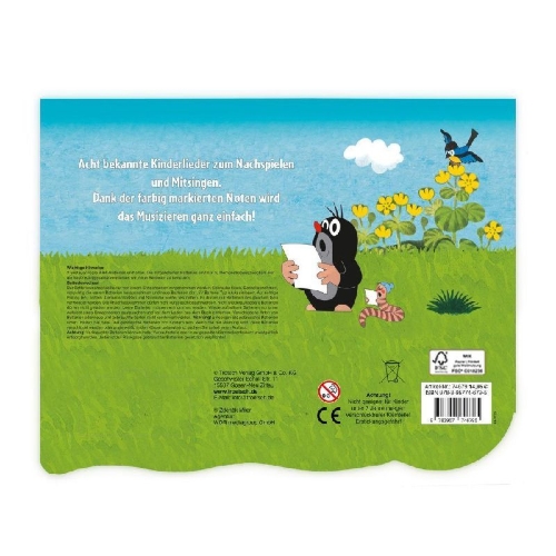 Buchcover und Innenansicht für das Buch: Trötsch Der kleine Maulwurf Klavierbuch Meine ersten Lieder