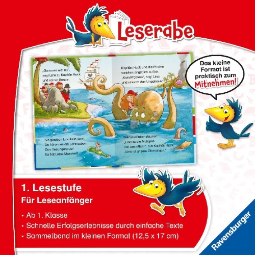 Buchcover und Innenansicht für das Buch: Leserabe Sonderausgaben - Spannende Erstlesegeschichten von Fußballfreunden und Piraten