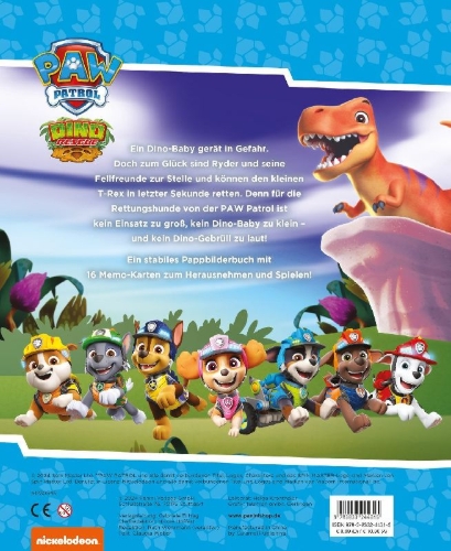 Buchcover und Innenansicht für das Buch: PAW Patrol: Das große Dino-Abenteuer