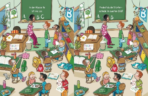 Buchcover und Innenansicht für das Buch: Mein Schulstart-Rätselbuch