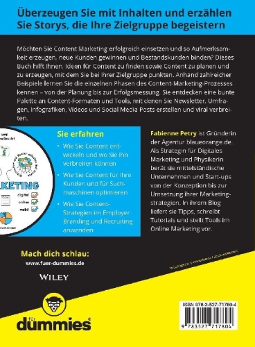 Buchcover und Innenansicht für das Buch: Content Marketing für Dummies