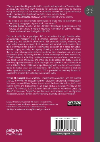 Buchcover und Innenansicht für das Buch: Transformative-Emancipatory Pedagogy (TEP) to Reimagine Education