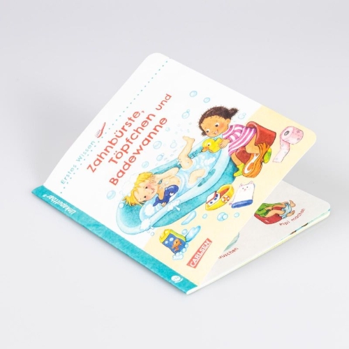 Buchcover und Innenansicht für das Buch: Unkaputtbar: Erstes Wissen: Zahnbürste, Töpfchen und Badewanne