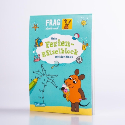 Buchcover und Innenansicht für das Buch: Frag doch mal ... die Maus: Mein Ferien-Rätselblock mit der Maus