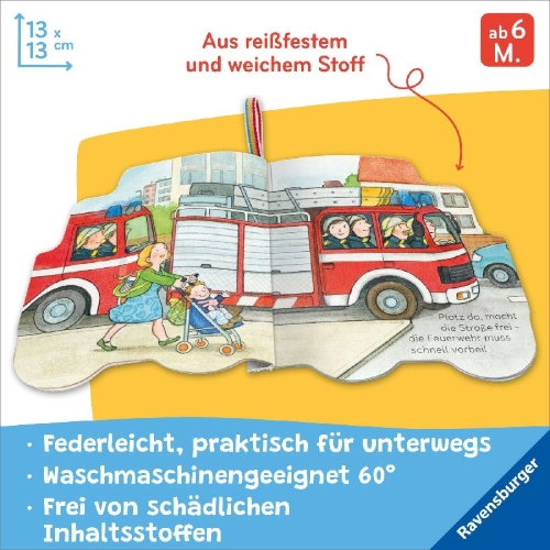 Buchcover und Innenansicht für das Buch: Mein Knuddel-Knautsch-Buch: Meine Feuerwehr