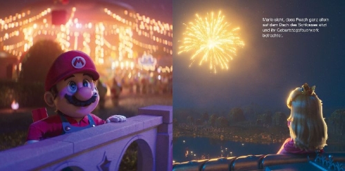 Buchcover und Innenansicht für das Buch: Der Super Mario Galaxy Film: Peachs Geburtstagsüberaschung