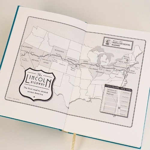 Buchcover und Innenansicht für das Buch: The Lincoln Highway