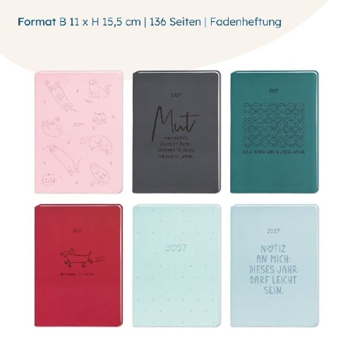 Buchcover und Innenansicht für das Buch: Terminplaner Lederlook 2027 Taupe
