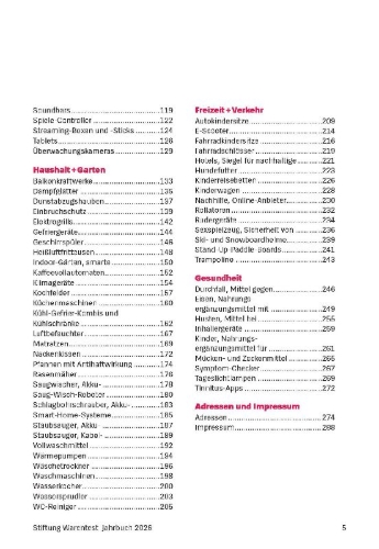 Buchcover und Innenansicht für das Buch: Stiftung Warentest Jahrbuch 2026