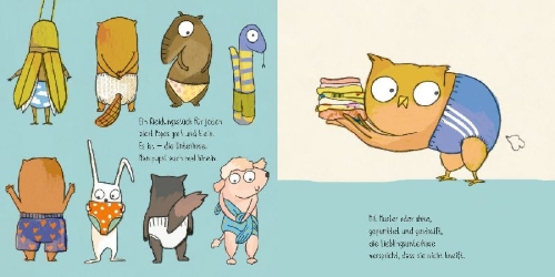 Buchcover und Innenansicht für das Buch: Uhu in der Unterhose
