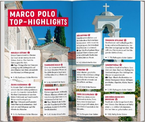 Buchcover und Innenansicht für das Buch: MARCO POLO Reiseführer Sámos