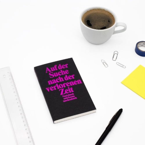 Buchcover und Innenansicht für das Buch: Notizbuch: Auf der Suche nach der verlorenen Zeit