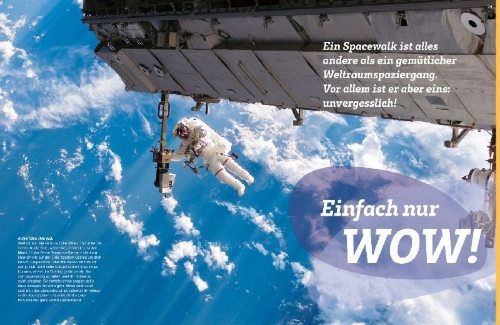 Buchcover und Innenansicht für das Buch: WAS IST WAS Astronautinnen und Astronauten. Flieg mit ins All!