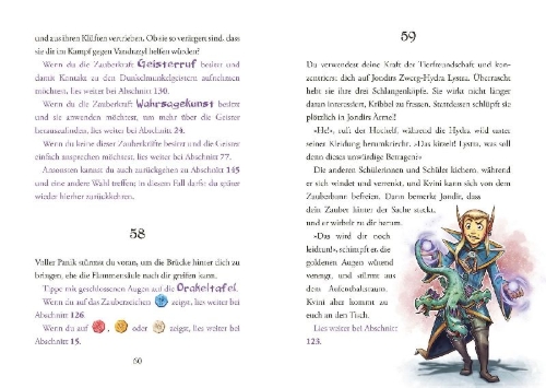 Buchcover und Innenansicht für das Buch: Zauberakademie Siebenstern - Bestehst DU das magische Abenteuer? (Zauberakademie Siebenstern, Bd. 1)