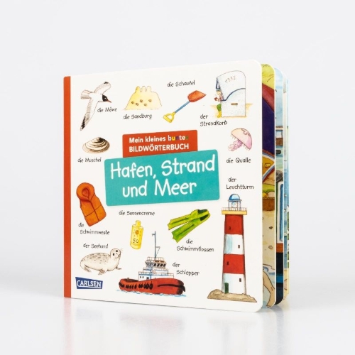 Buchcover und Innenansicht für das Buch: Mein kleines buntes Bildwörterbuch: Hafen, Strand und Meer