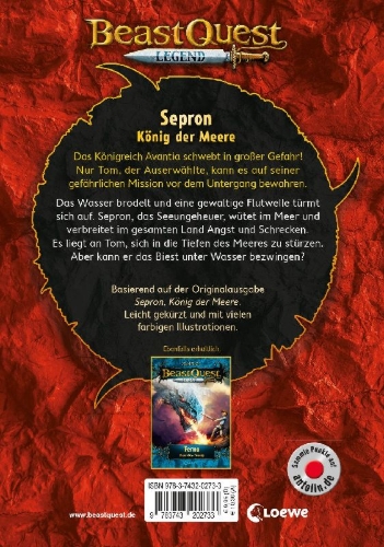 Buchcover und Innenansicht für das Buch: Beast Quest Legend 2 - Sepron, König der Meere