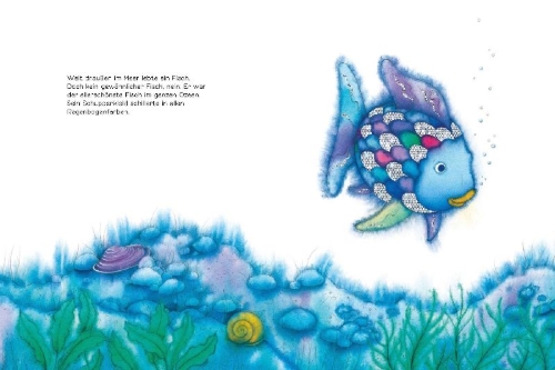 Buchcover und Innenansicht für das Buch: Der Regenbogenfisch und seine Freunde
