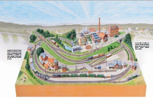 Buchcover und Innenansicht für das Buch: Modellbahn-Anlagen mit Pfiff: Konzepte, Gleispläne, 3D-Ansichten