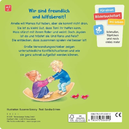Buchcover und Innenansicht für das Buch: Wir weinen und lachen, wir streiten und helfen
