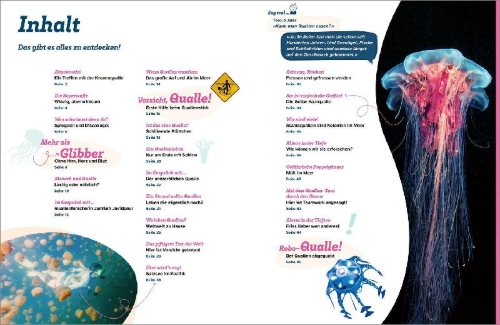 Buchcover und Innenansicht für das Buch: WAS IST WAS Quallen. Alles nur Glibber?!