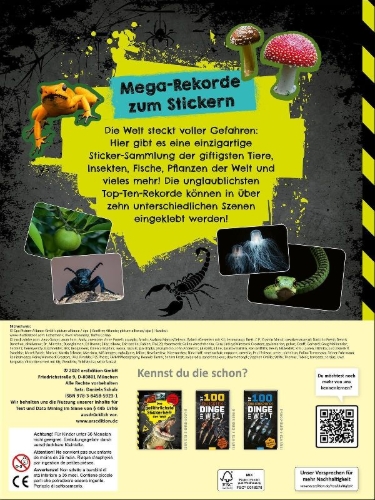 Buchcover und Innenansicht für das Buch: Das giftigste Stickerheft der Welt
