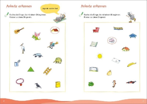 Buchcover und Innenansicht für das Buch: Fit für den Schulstart. Mein Übungsbuch