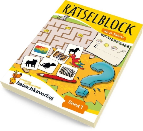 Buchcover und Innenansicht für das Buch: Rätselblock ab 6 Jahre, Band 1, A5-Block