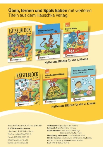 Buchcover und Innenansicht für das Buch: Rätselblock ab 6 Jahre, Band 1, A5-Block