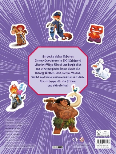 Buchcover und Innenansicht für das Buch: Disney Best of: 1001 Sticker - Stickern - Rätseln - Ausmalen