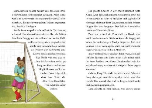 Buchcover und Innenansicht für das Buch: FC Stinkesocke - Ein Wunder zwischen den Pfosten