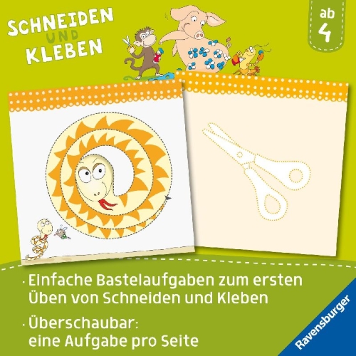 Buchcover und Innenansicht für das Buch: Im Kindergarten: Schneiden und Kleben