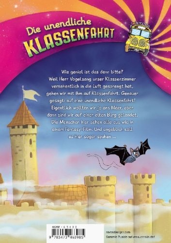 Buchcover und Innenansicht für das Buch: Die unendliche Klassenfahrt - Spuk auf Burg Hammelstein