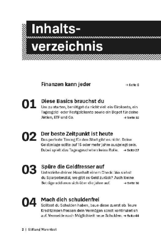 Buchcover und Innenansicht für das Buch: 21 Dinge über deine Finanzen, die du wissen solltest