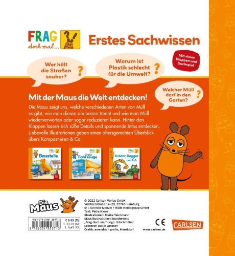 Buchcover und Innenansicht für das Buch: Frag doch mal ... die Maus: Müllabfuhr und Recycling