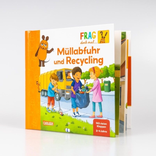 Buchcover und Innenansicht für das Buch: Frag doch mal ... die Maus: Müllabfuhr und Recycling