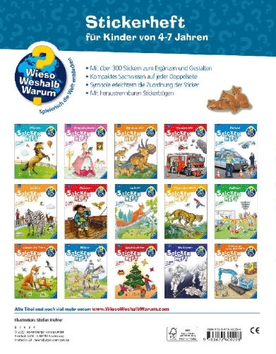 Buchcover und Innenansicht für das Buch: Wieso? Weshalb? Warum? Stickerheft: Im Wald