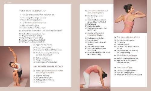 Buchcover und Innenansicht für das Buch: Yoga für den Rücken (mit DVD)