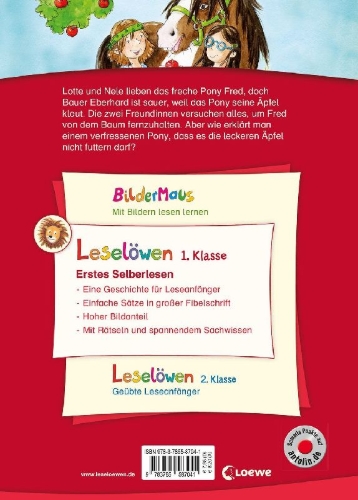 Buchcover und Innenansicht für das Buch: Leselöwen 1. Klasse - Zwei Freundinnen und ein freches Pony