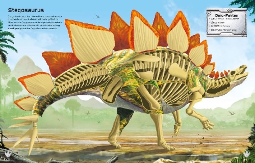 Buchcover und Innenansicht für das Buch: Der große Stickerspaß: Spektakuläre Dinosaurier