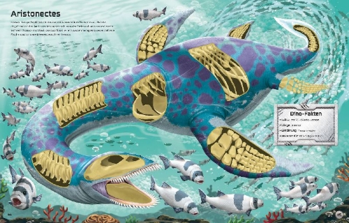 Buchcover und Innenansicht für das Buch: Der große Stickerspaß: Spektakuläre Dinosaurier