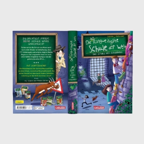 Buchcover und Innenansicht für das Buch: Die unlangweiligste Schule der Welt 10: Der Schatz des Schuldiebs