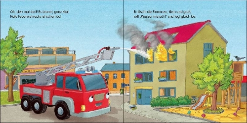Buchcover und Innenansicht für das Buch: Gute Nacht, kleines Feuerwehrauto!